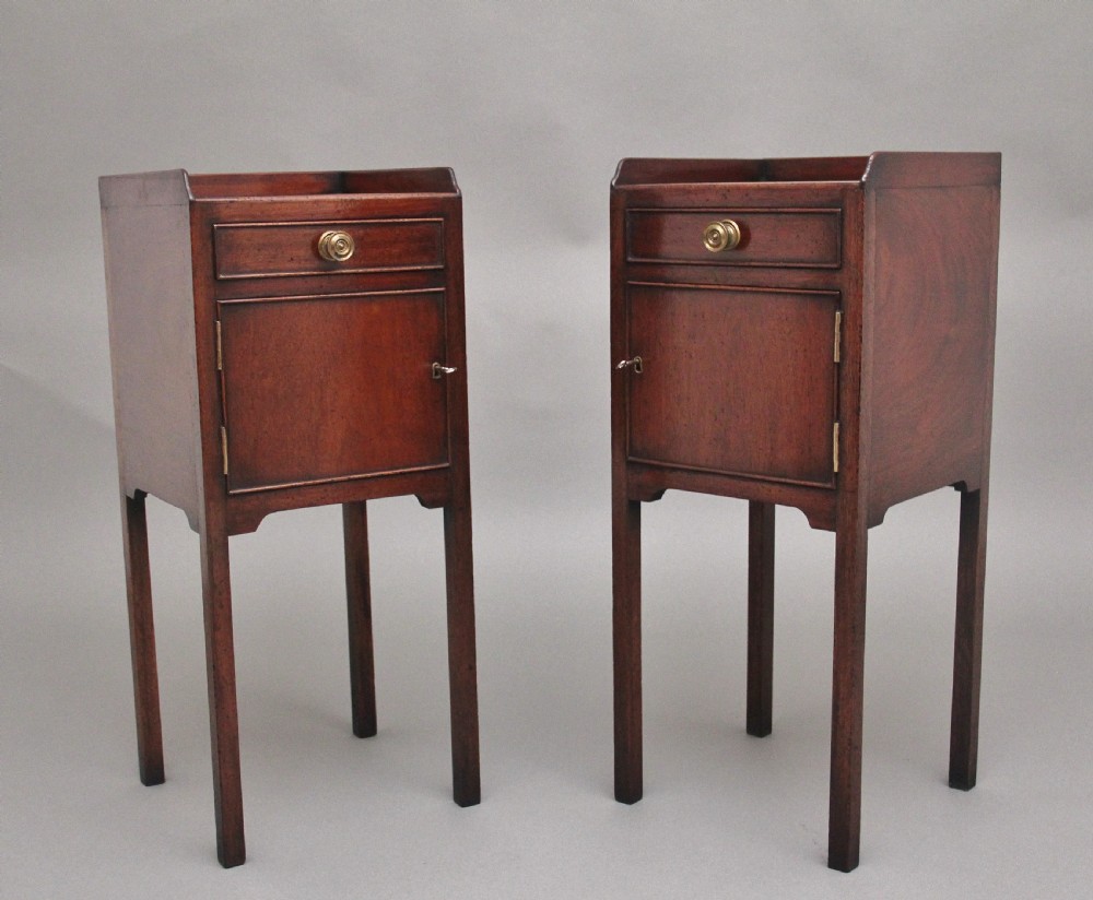 Pair early 20th Century mahogany bedside cabinets