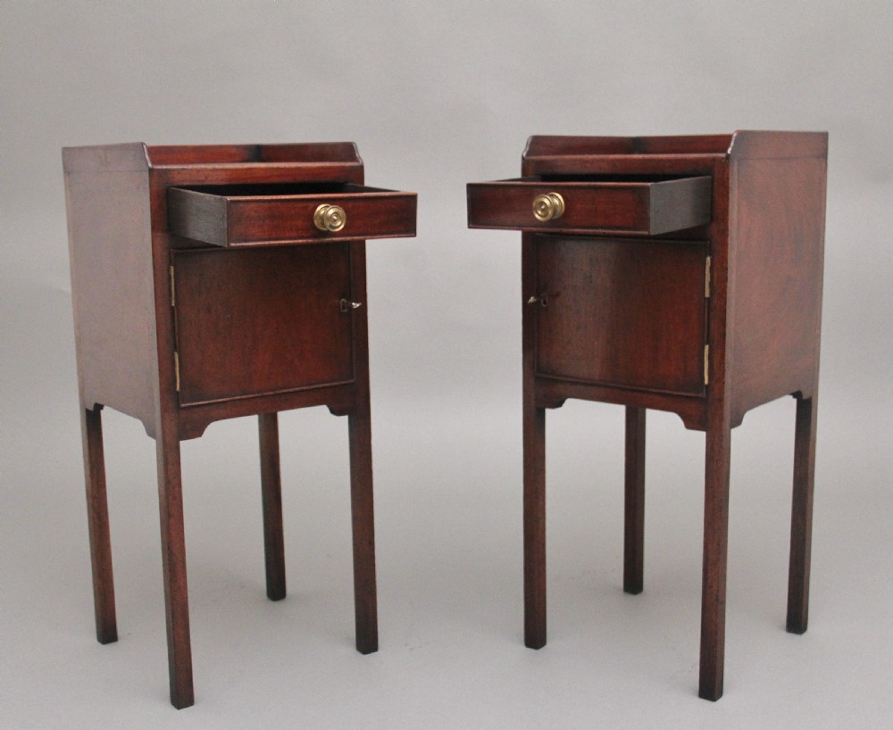 Pair early 20th Century mahogany bedside cabinets View II