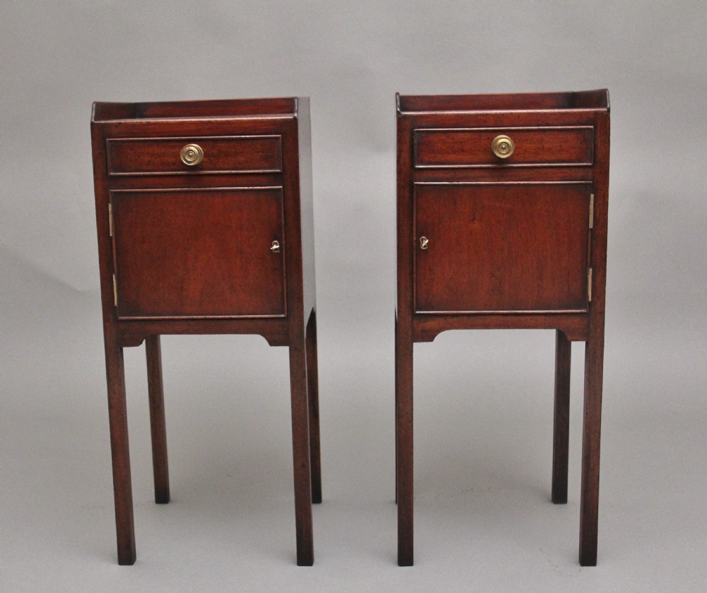Pair early 20th Century mahogany bedside cabinets View III