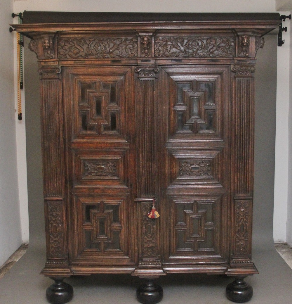 17th Century Flemish carved oak cupboard