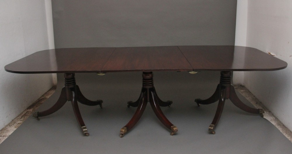 Early 19th Century three pedestal dining table