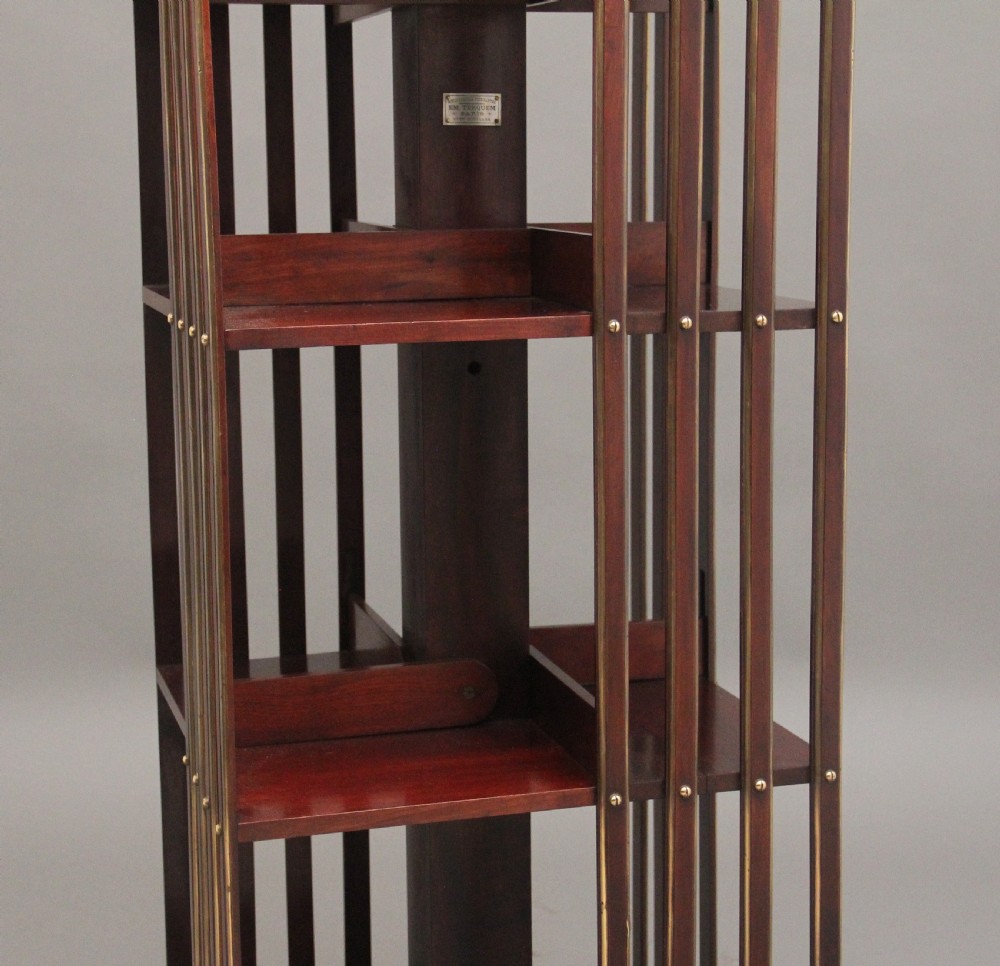 19th Century French mahogany and brass revolving bookcase View IX