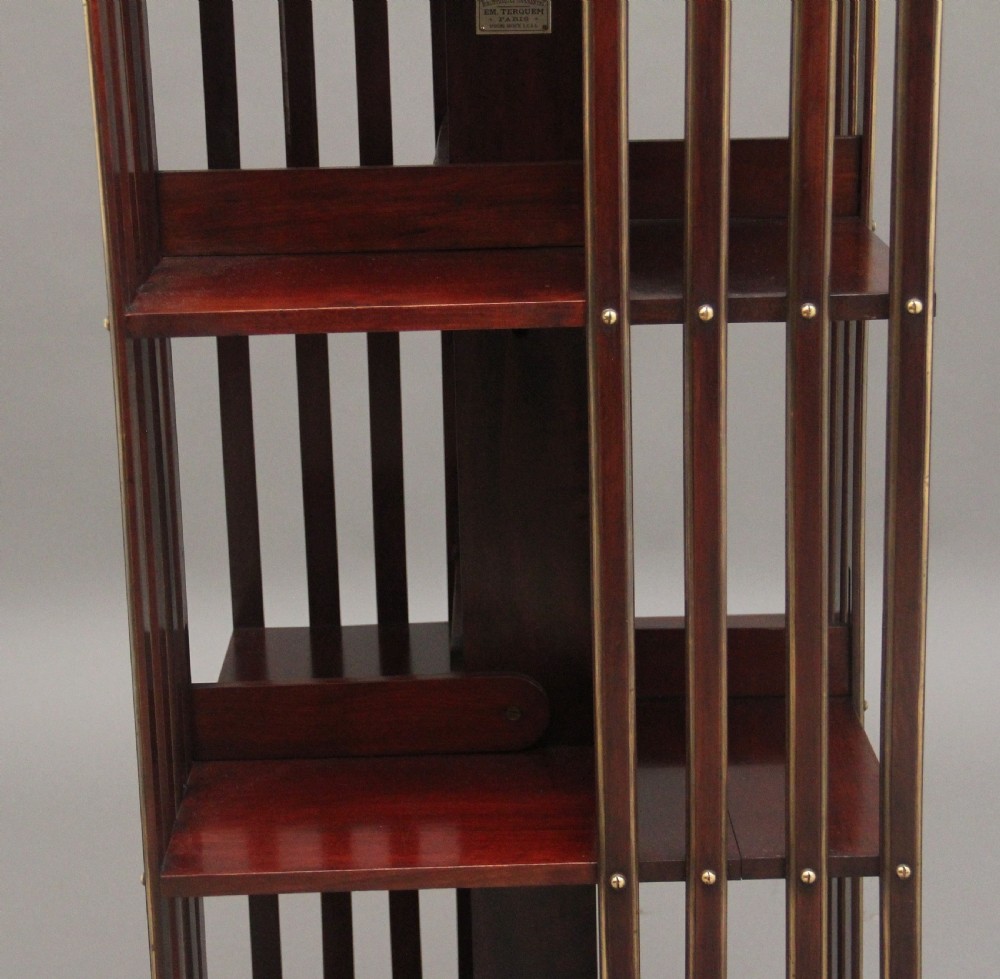 19th Century French mahogany and brass revolving bookcase View XI