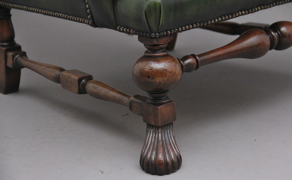 Large pair of early 20th Century walnut wingback armchairs  View XII
