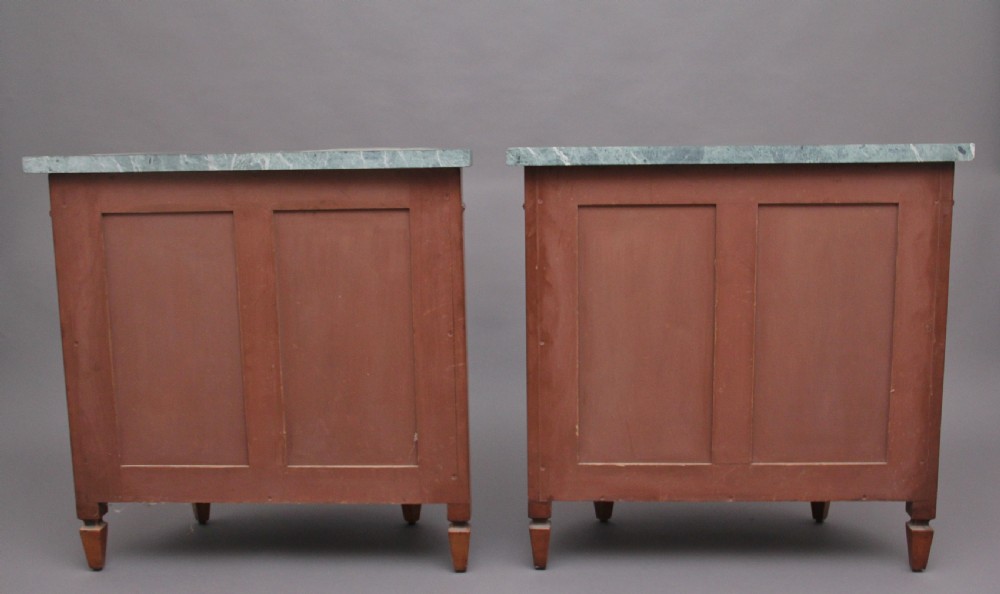 Pair of early 20th Century satinwood and painted demi lune cabinets View IX