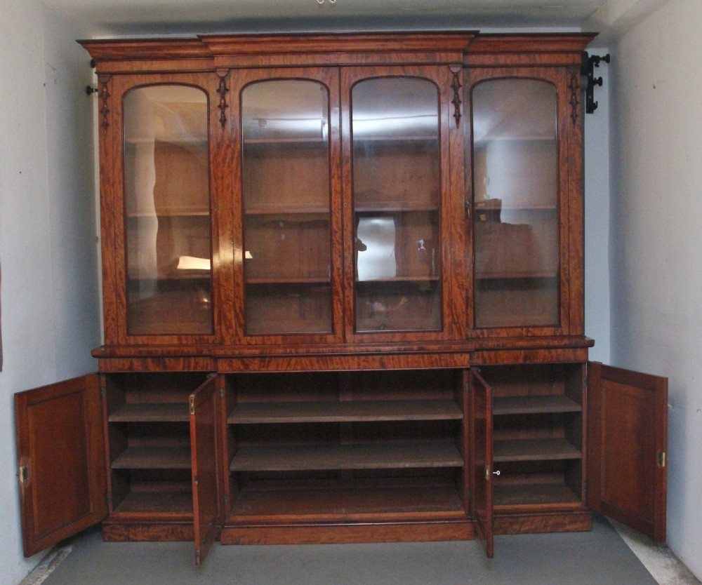 large 19th Century mahogany breakfront bookcase View II