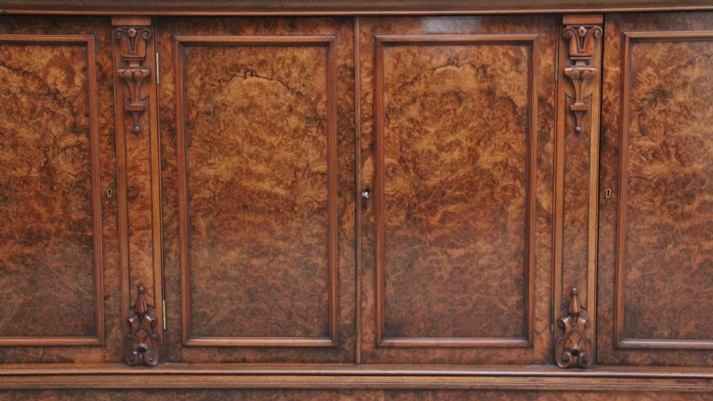 Fabulous quality 19th Century burr walnut bookcase View IV