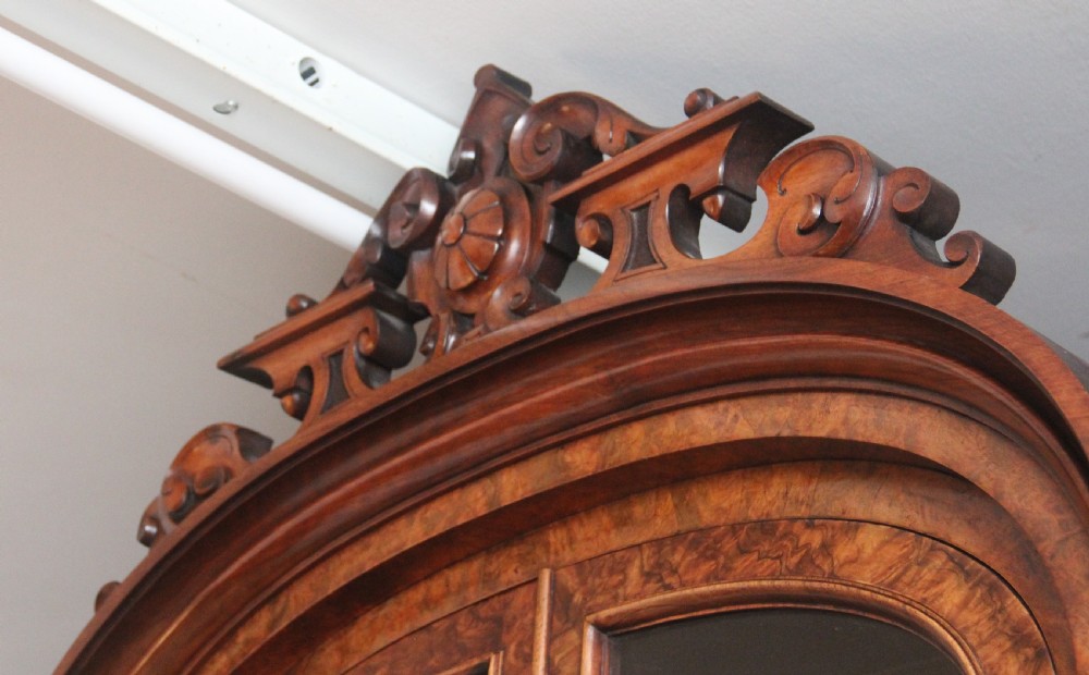 Fabulous quality 19th Century burr walnut bookcase View IX