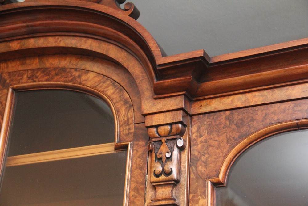 Fabulous quality 19th Century burr walnut bookcase View X
