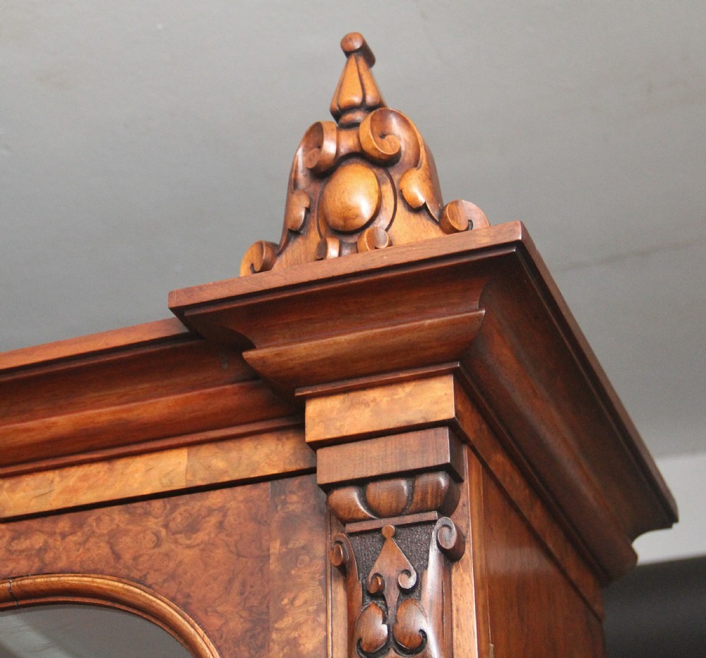 Fabulous quality 19th Century burr walnut bookcase View XI