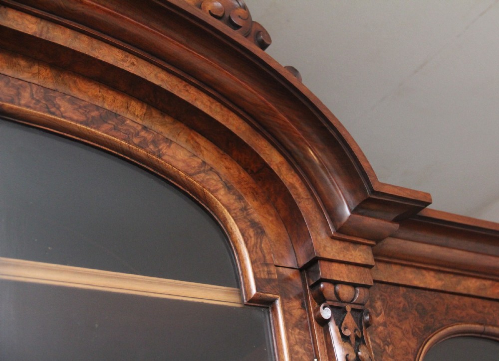 Fabulous quality 19th Century burr walnut bookcase View XII