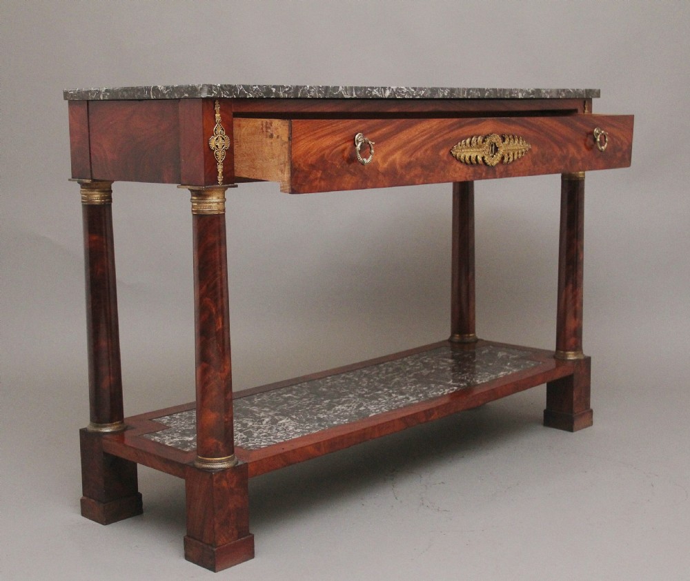 19th Century marble top mahogany console table View II