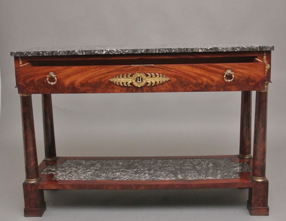 19th Century marble top mahogany console table View V