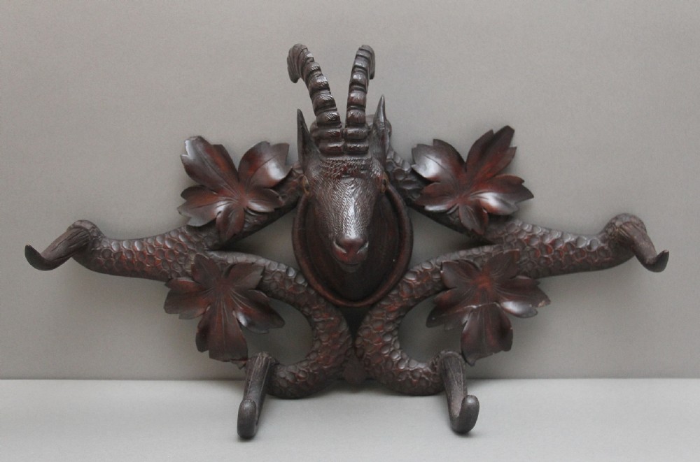 19th Century black forest carved coat rack View II