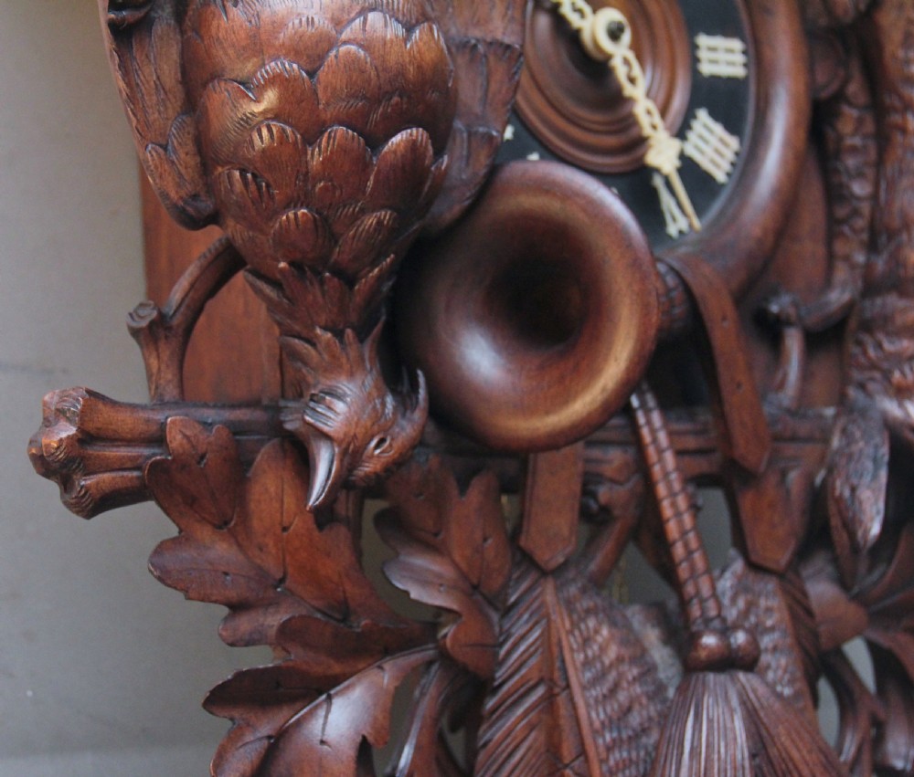 19th Century black forest walnut cuckoo clock View XII