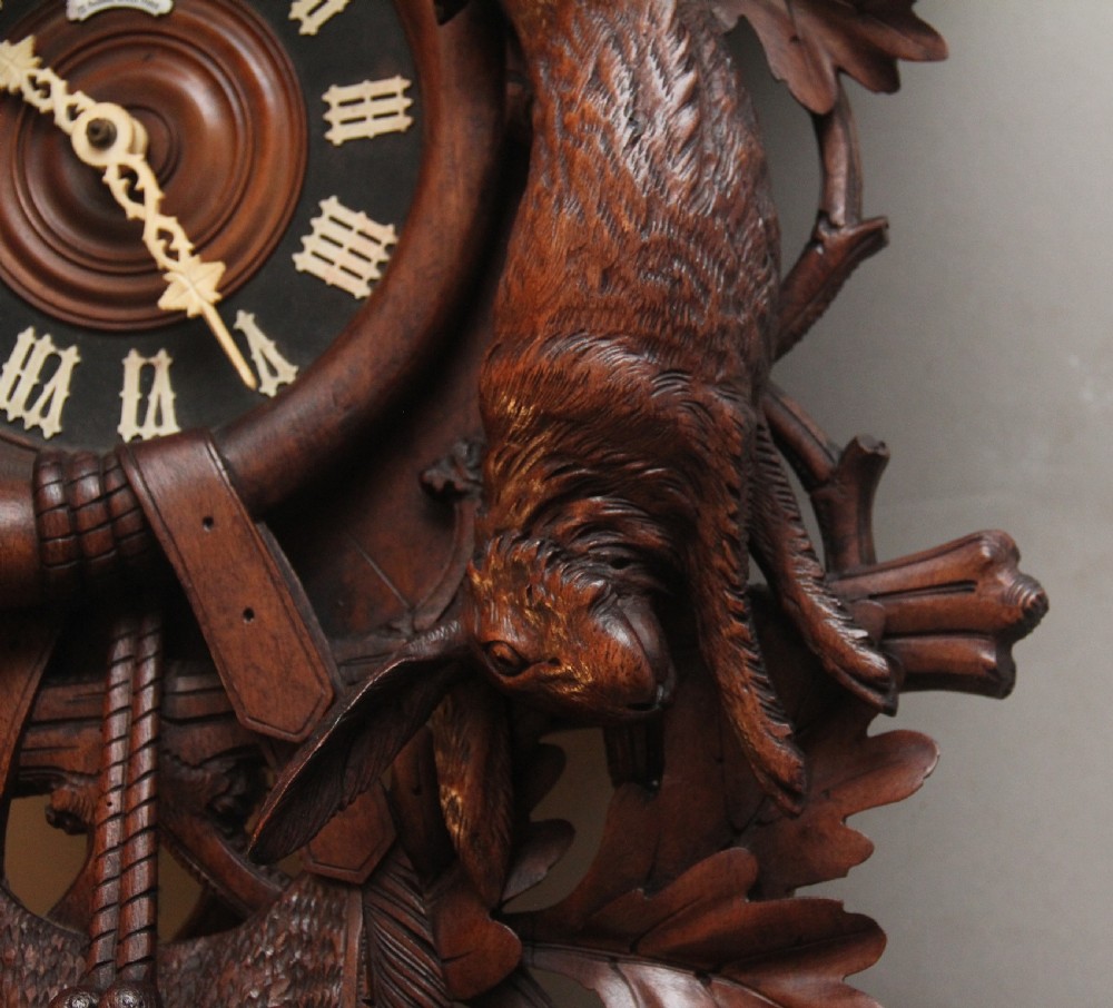 19th Century black forest walnut cuckoo clock View XIII