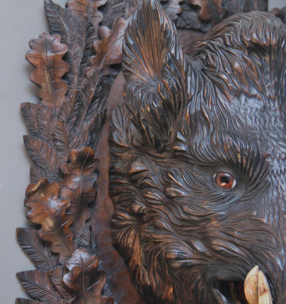 Early 20th Century black forest wild boars head View VII