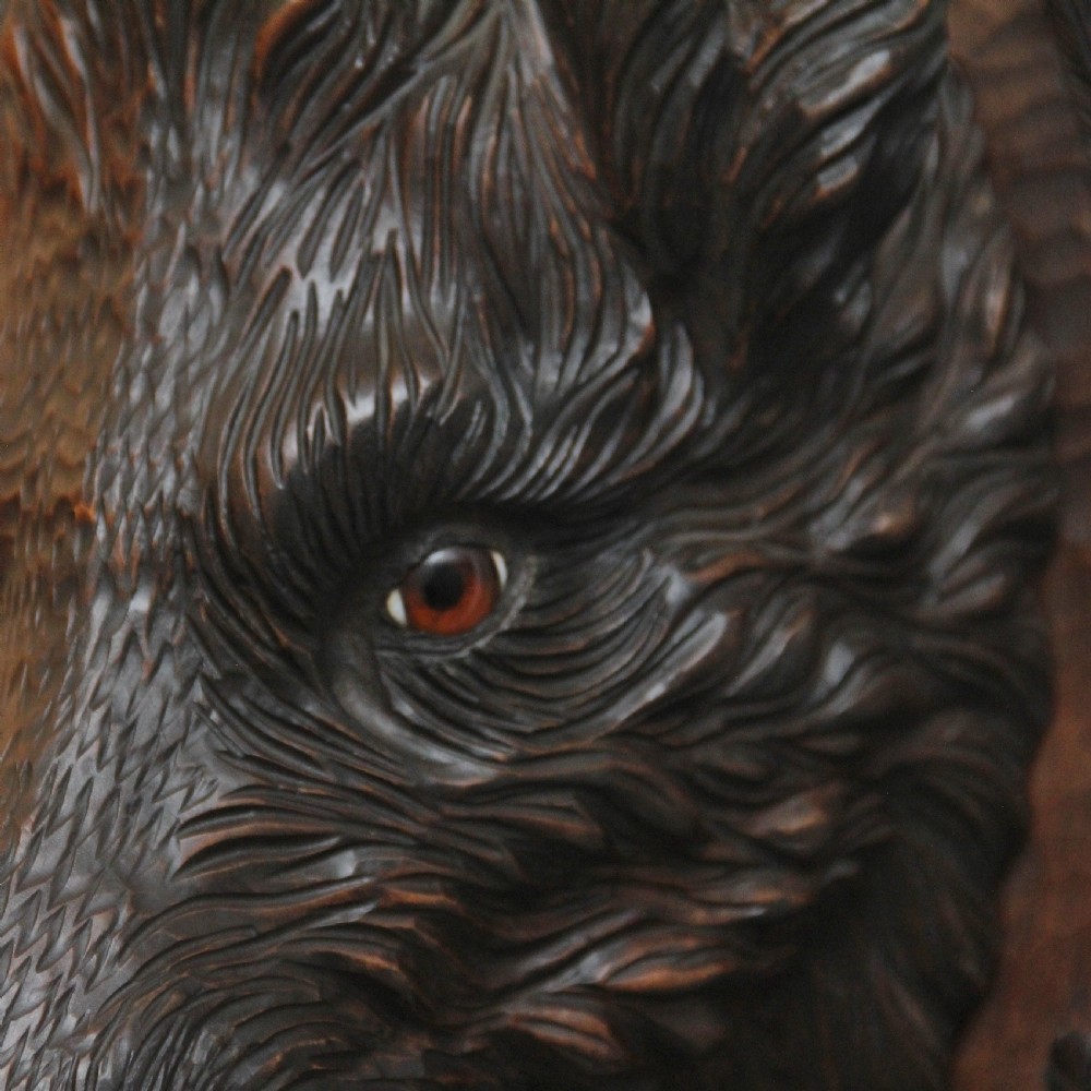 Early 20th Century black forest wild boars head View VIII