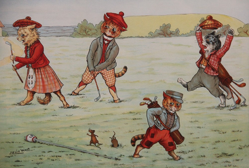 A SET OF FOUR LOUIS WAIN PRINTS WITH THE ORIGINAL FRAMES View VIII