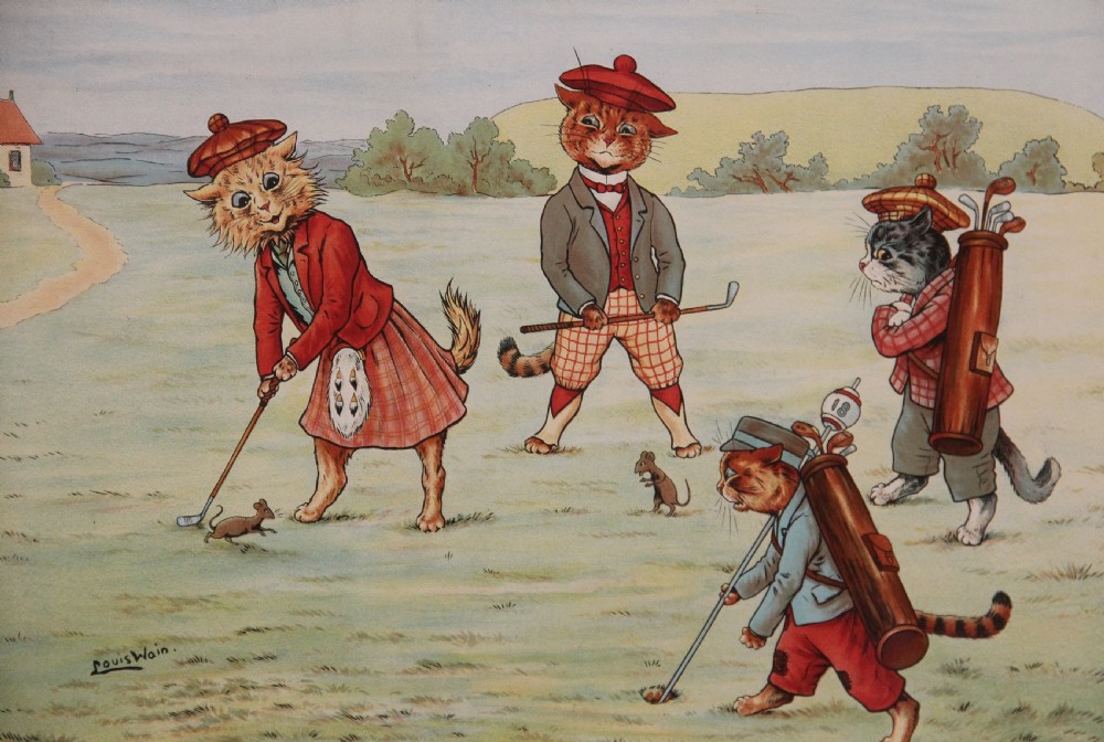 A SET OF FOUR LOUIS WAIN PRINTS WITH THE ORIGINAL FRAMES View XVIII
