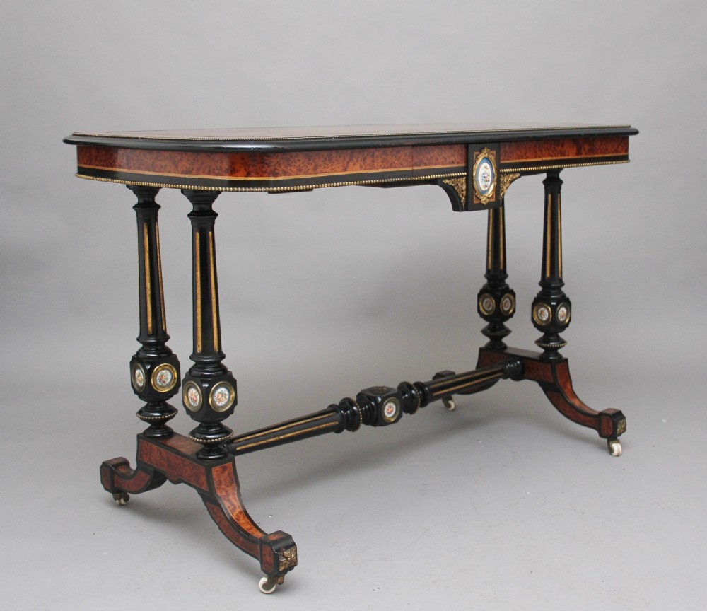 19th Century amboyna and ebonised sofa table