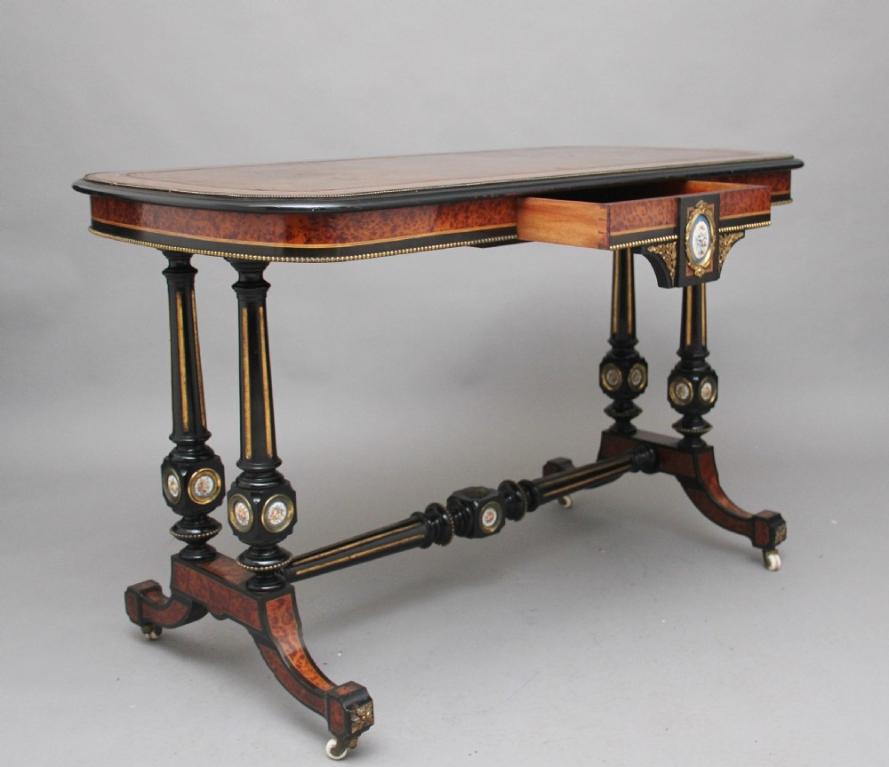 19th Century amboyna and ebonised sofa table View II