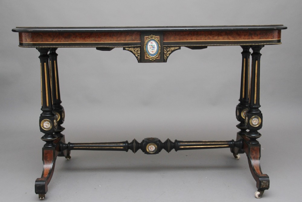 19th Century amboyna and ebonised sofa table View V