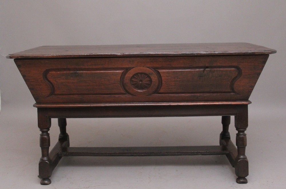 18th Century oak dough bin on stand