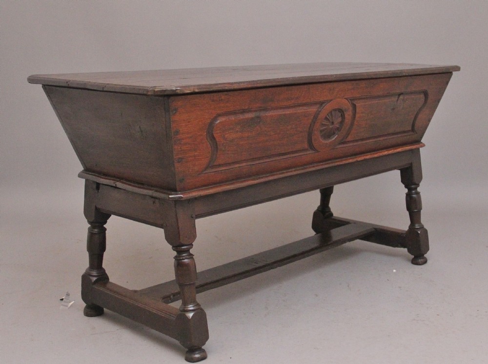 18th Century oak dough bin on stand View II
