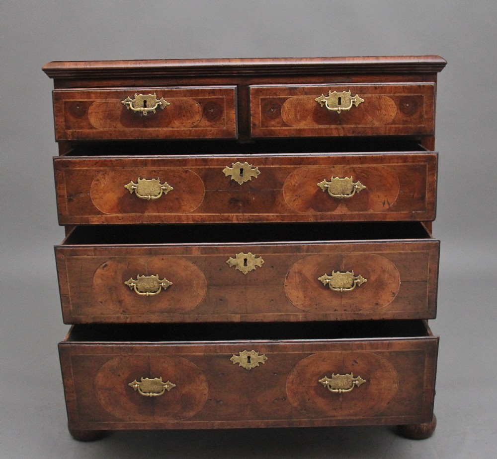 18th Century oyster wood chest of drawers View II