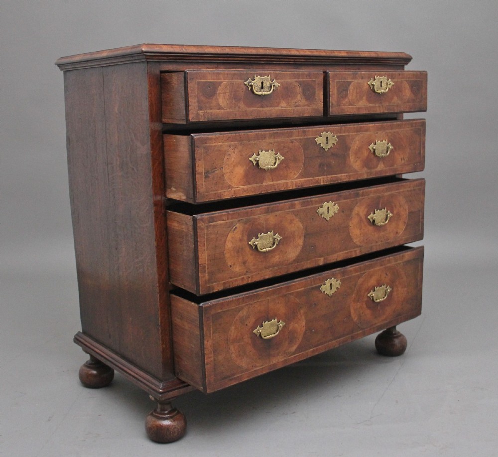 18th Century oyster wood chest of drawers View V