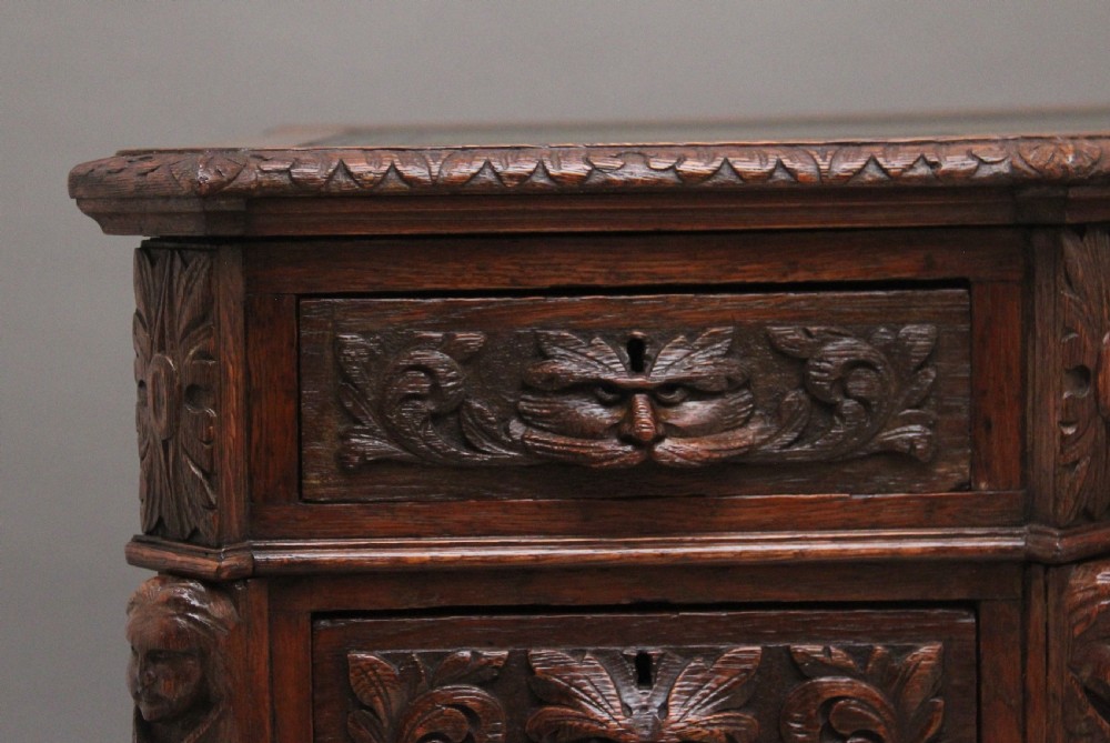 19th Century carved oak desk View II