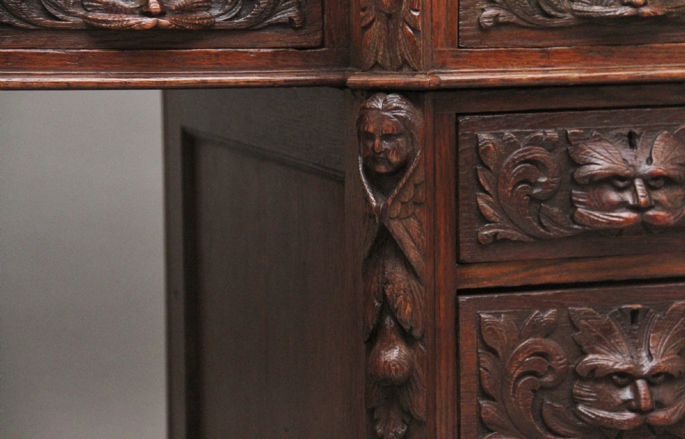 19th Century carved oak desk View IV
