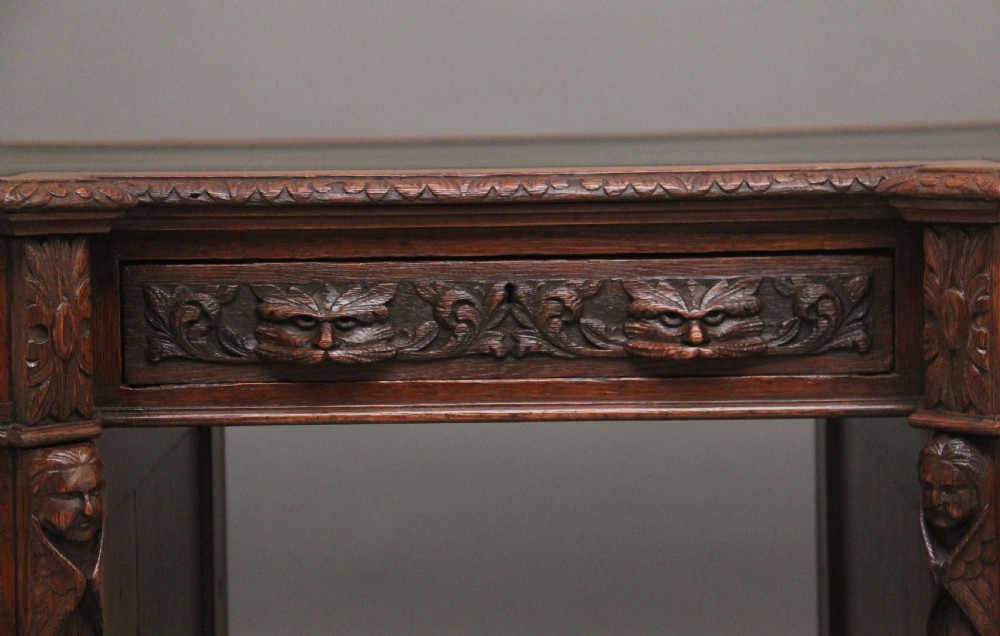 19th Century carved oak desk View V
