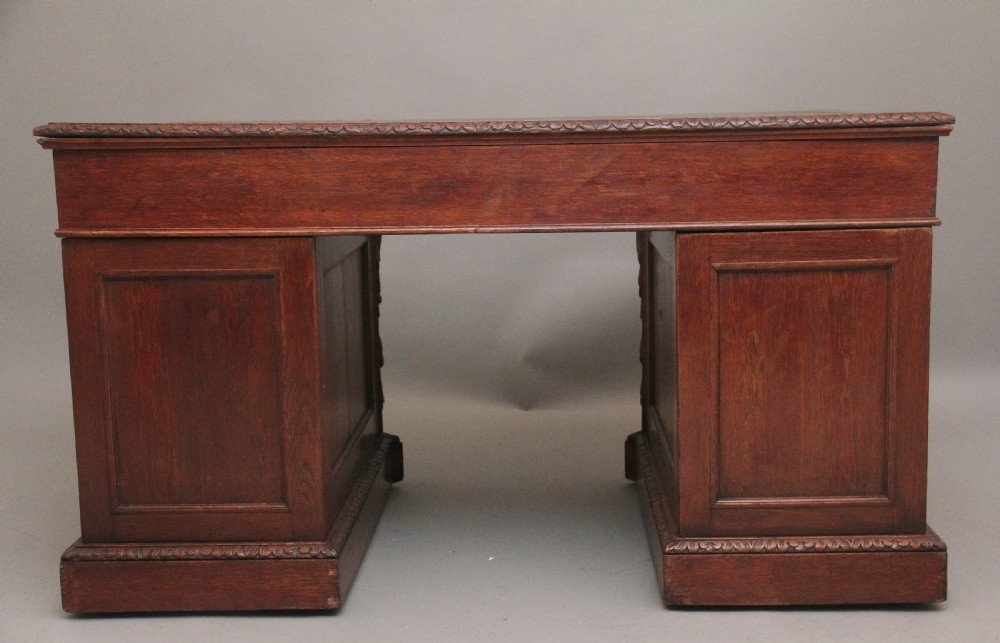 19th Century carved oak desk View IX