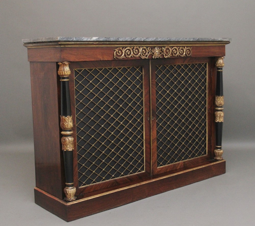 Early 19th Century rosewood, gilt and marble top cabinet View VIII
