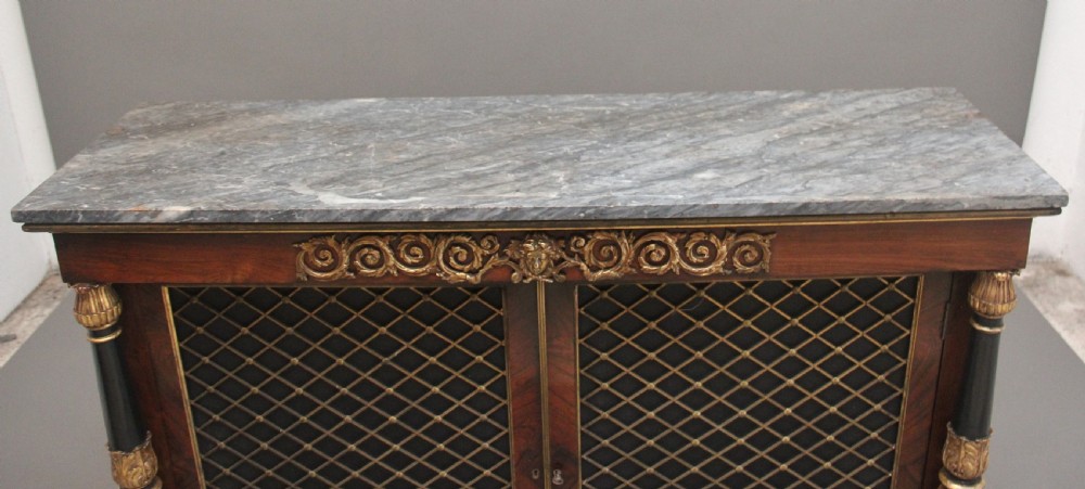Early 19th Century rosewood, gilt and marble top cabinet View XII