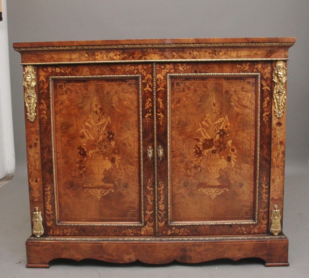 19th Century walnut and marquetry two door cabinet