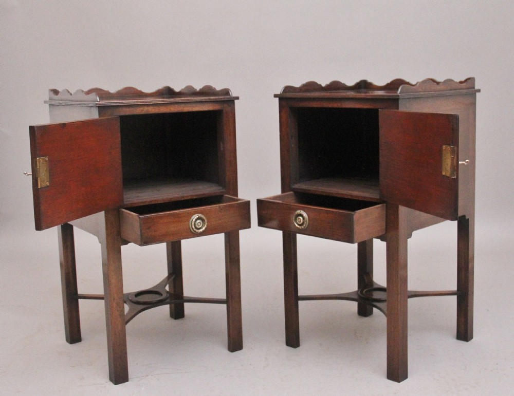 Pair early 20th Century mahogany bedside cabinets View II