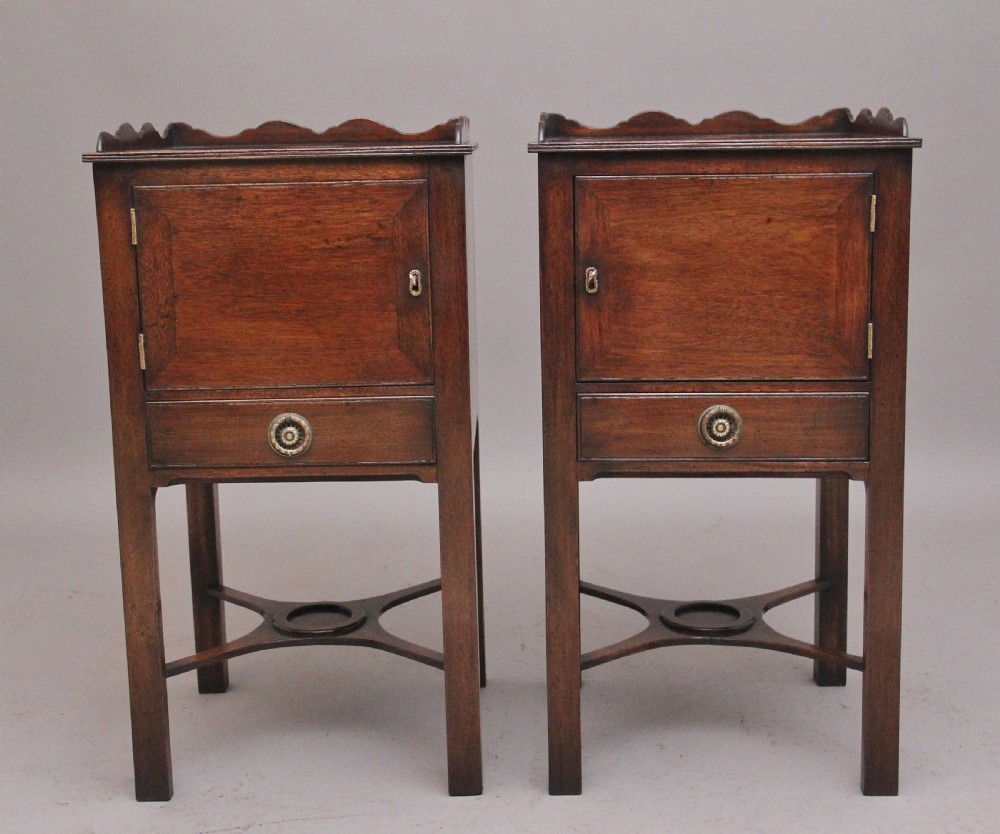 Pair early 20th Century mahogany bedside cabinets View III