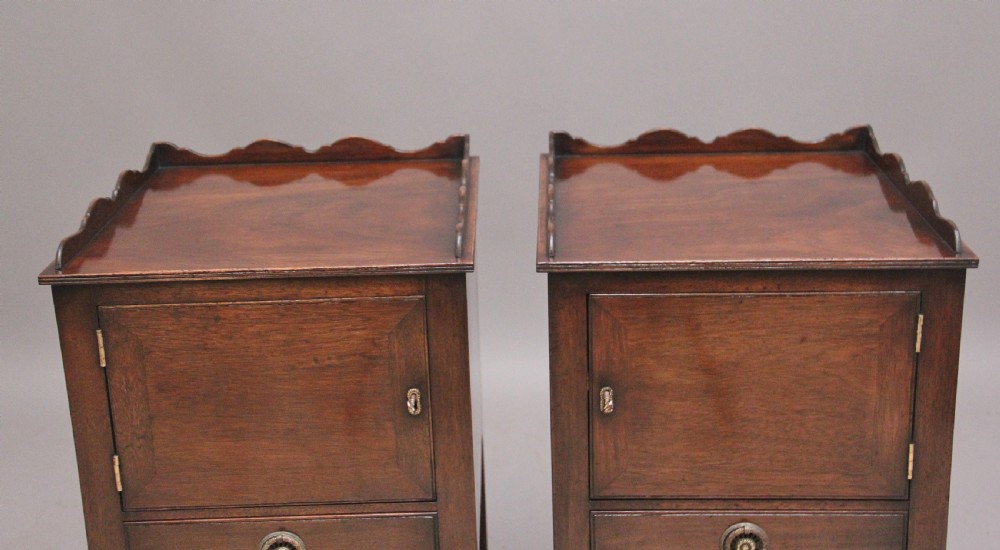 Pair early 20th Century mahogany bedside cabinets View XI