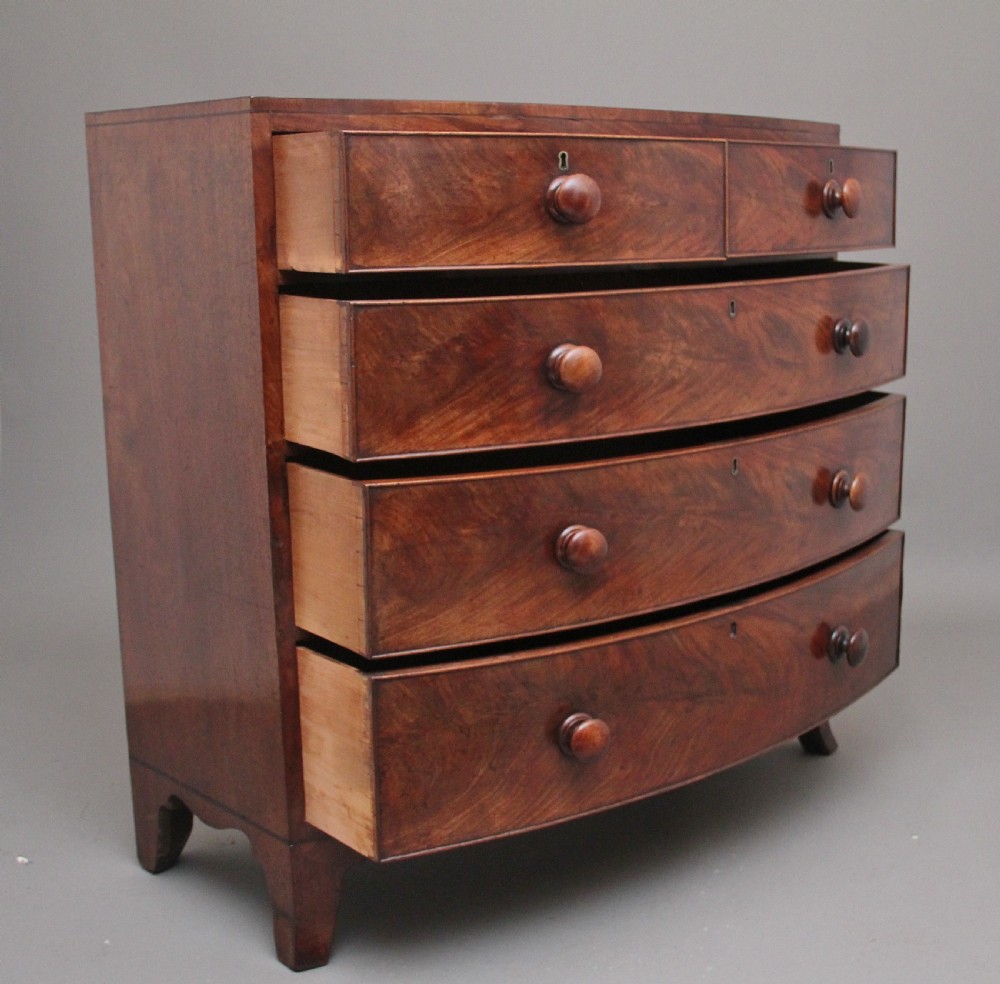 Early 19th Century mahogany bowfront chest of drawers View III