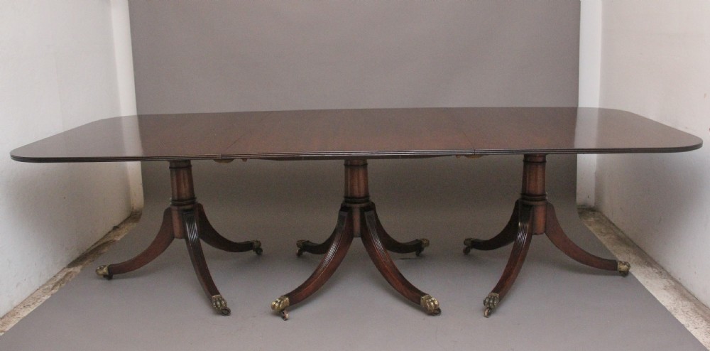Early 20th Century three pedestal dining table