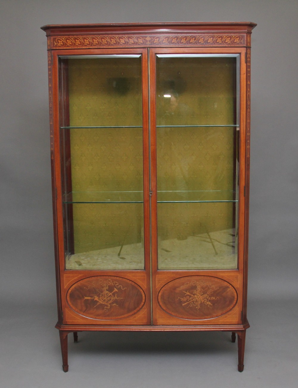 19th Century mahogany and inlaid display cabinet  View II