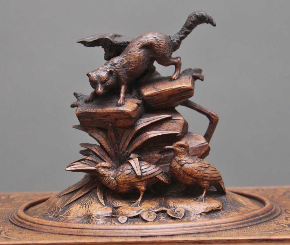 19th Century black forest carved wood casket View IX
