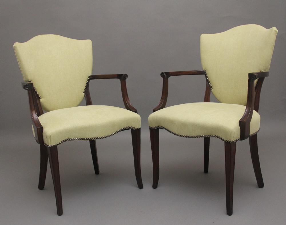 PAIR EARLY 20TH CENTURY MAHOGANY ARMCHAIRS