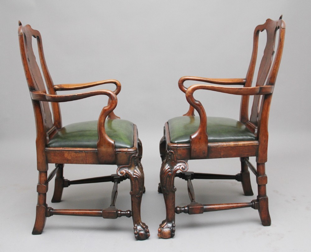 Pair of 19th Century walnut armchairs View II