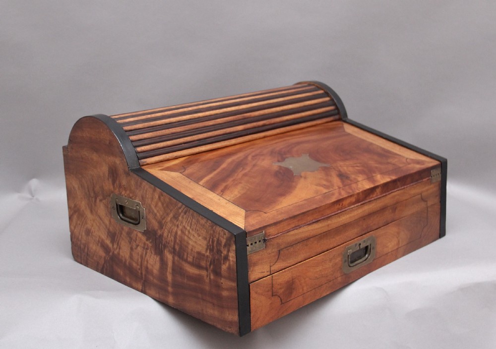 19thc Chinese camphor wood and ebonised writing slope