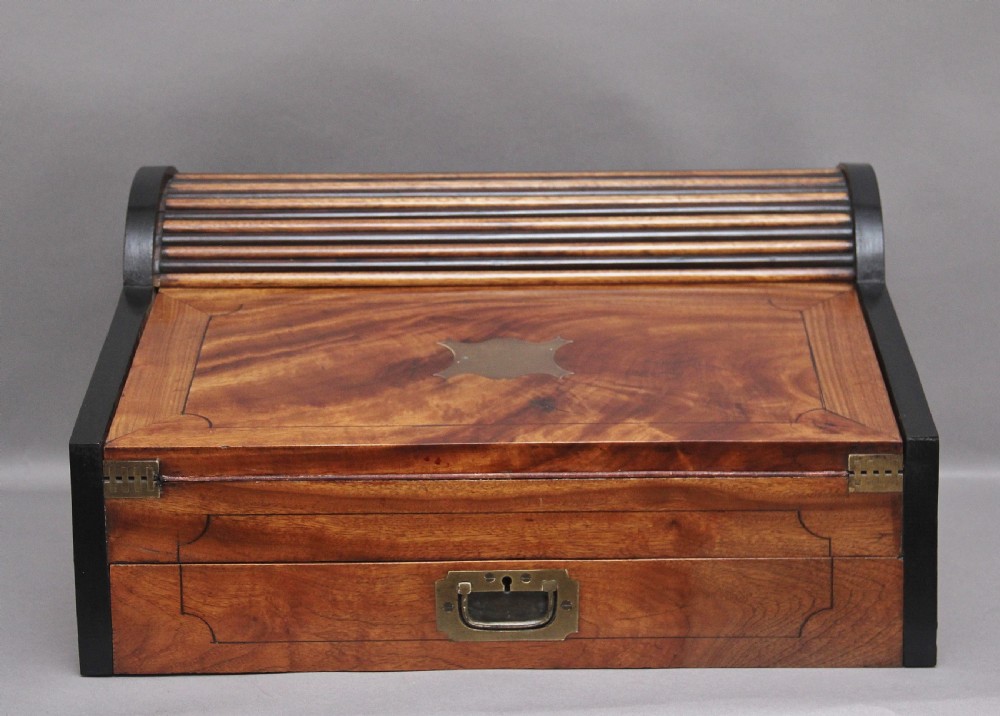 19thc Chinese camphor wood and ebonised writing slope View IX