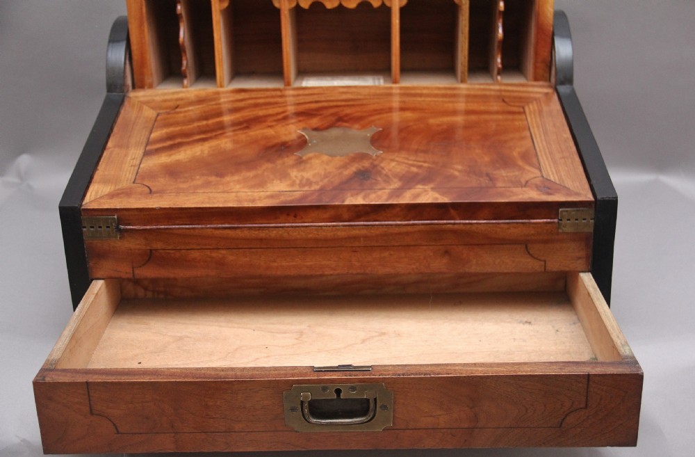 19thc Chinese camphor wood and ebonised writing slope View X